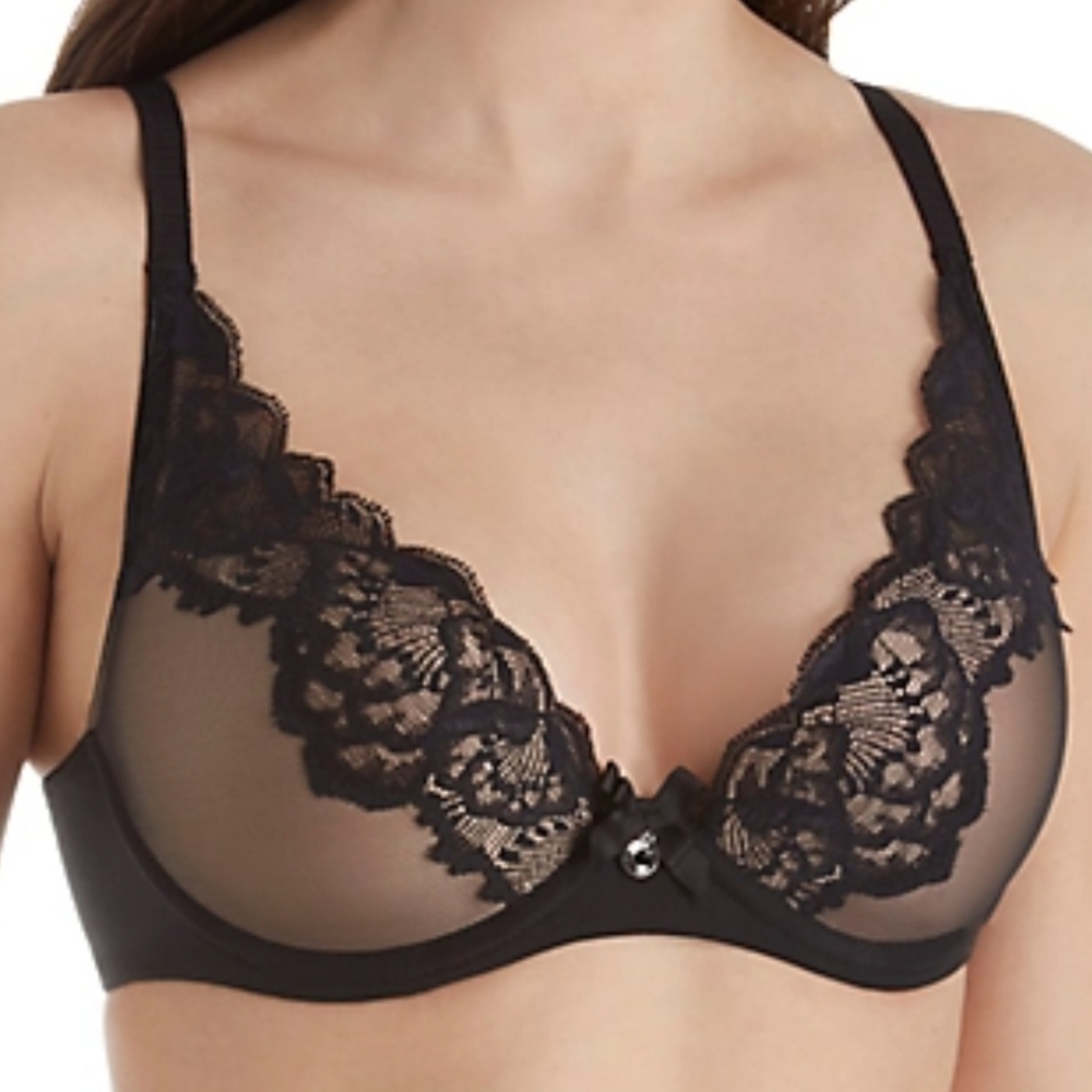 CHANTELLE Black Lace Orangerie Underwire Bra